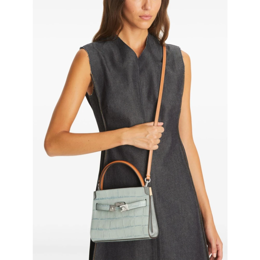TORY BURCH Heldere Blauwe Krokodileffect Schoudertas Blue Dames