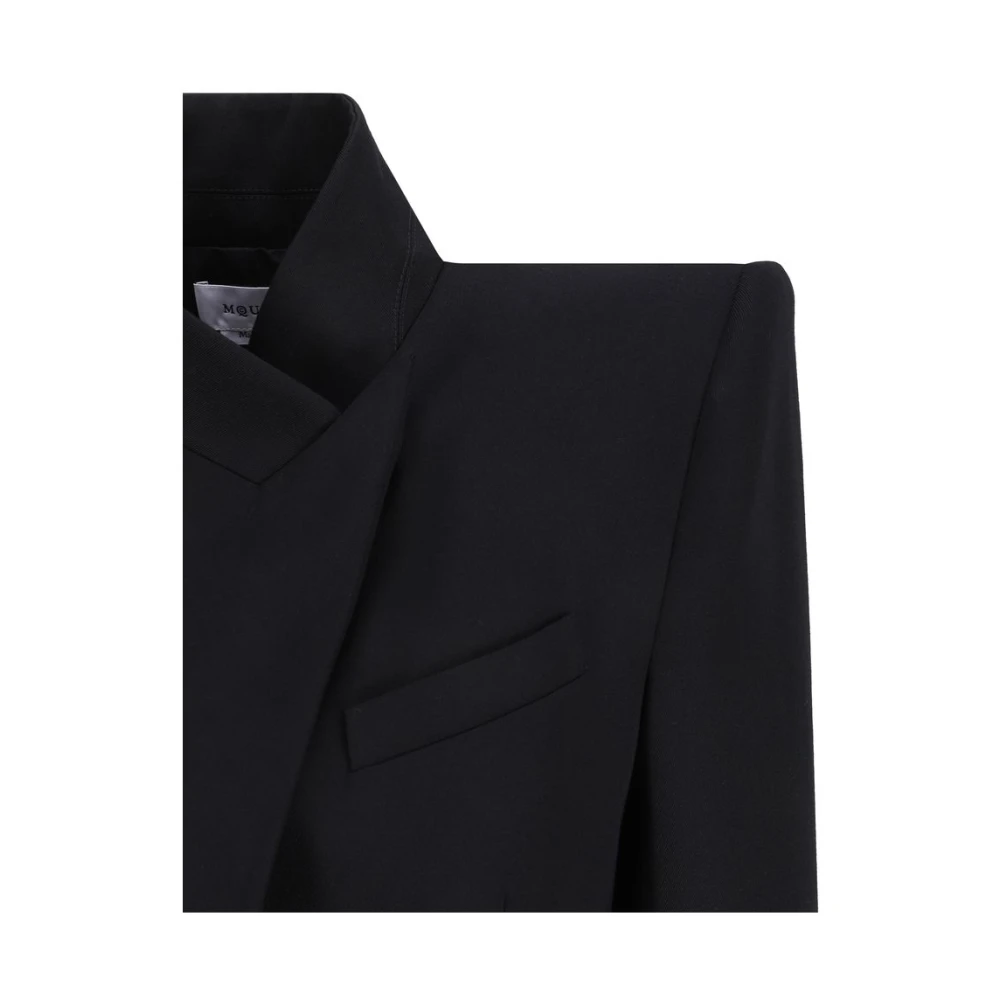alexander mcqueen Wollen Blazer Jas met Asymmetrische Kraag Black Dames