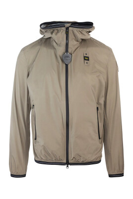 zip-closure-hooded-coat-with-striped-elastic