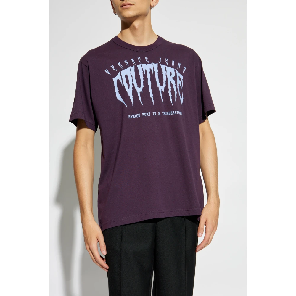 Versace Jeans Couture T-shirt met logo Purple Heren