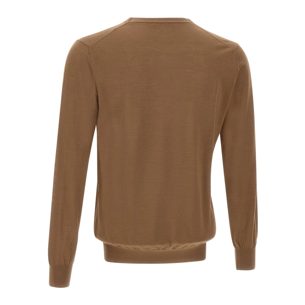 Kangra Bruine Wol Crew Neck Sweater Brown Heren