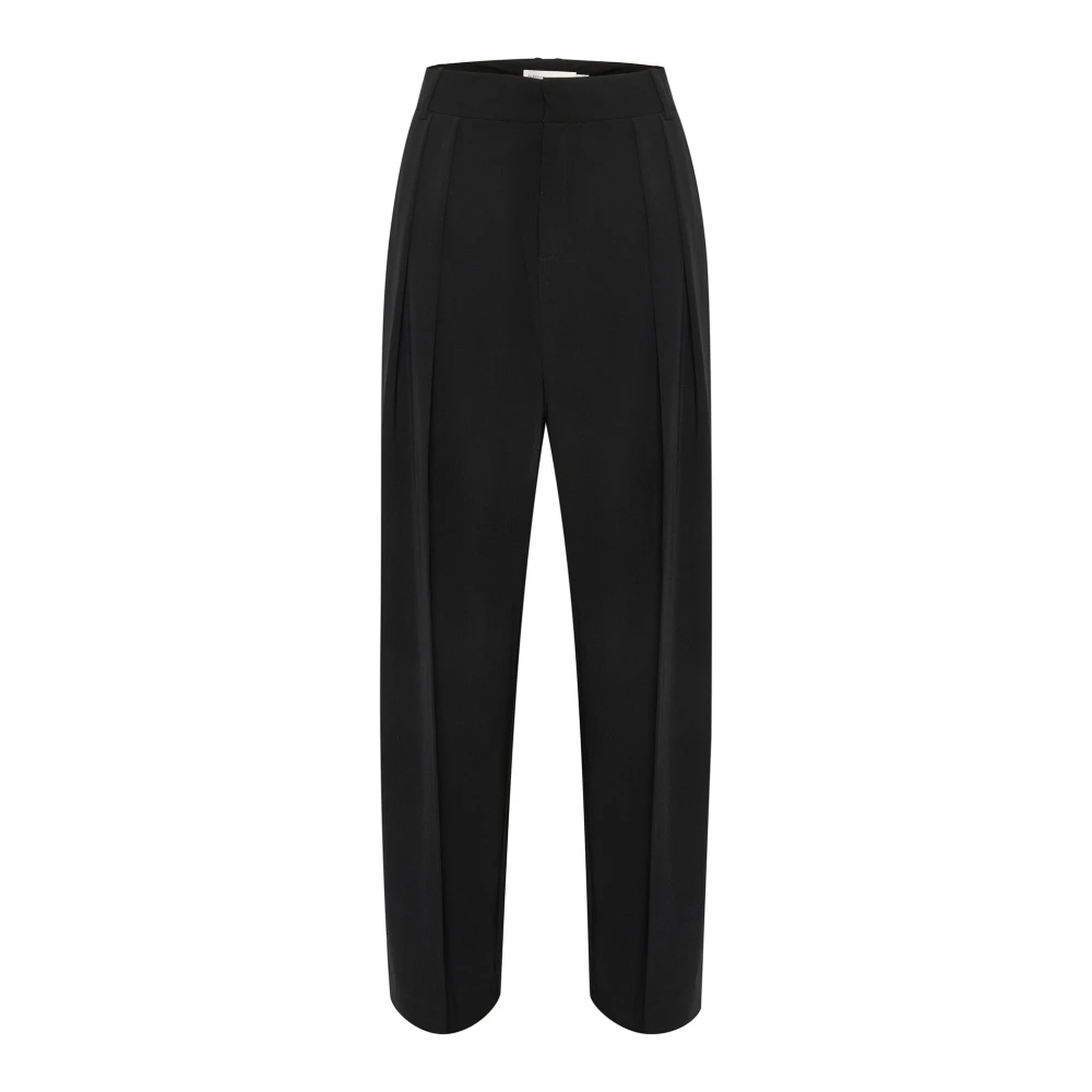 Inwear Black Wide Trousers, Female, L, Pleated Pant With Wide Waistband