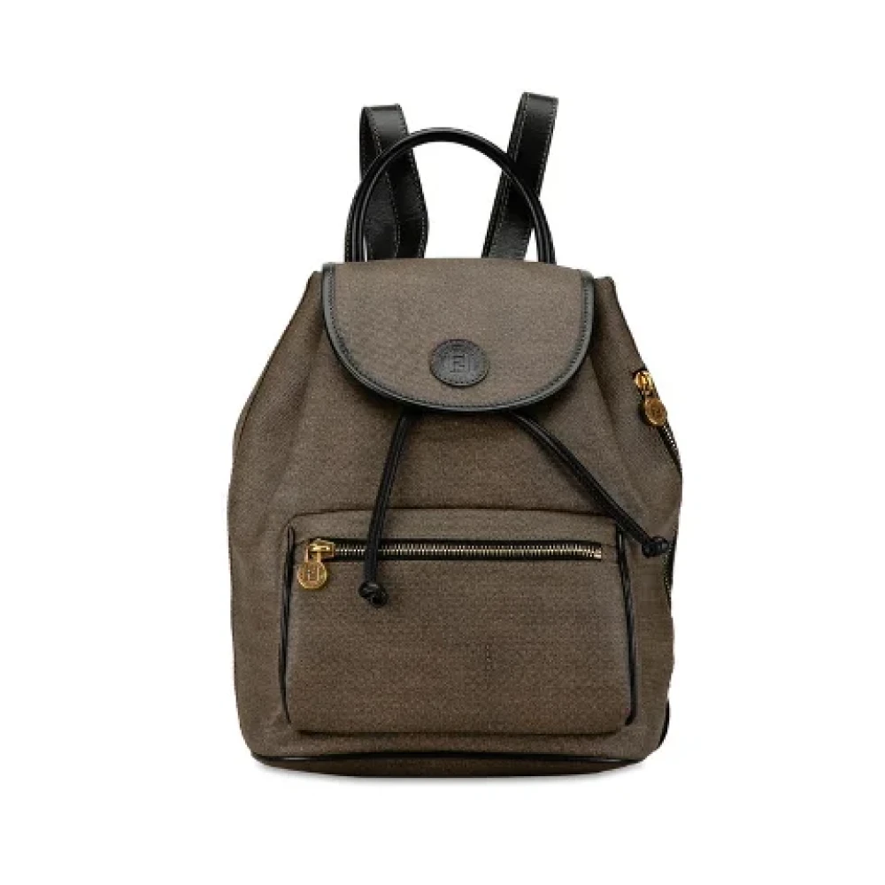 Fendi Vintage Pre-owned Canvas backpacks Gray Dames