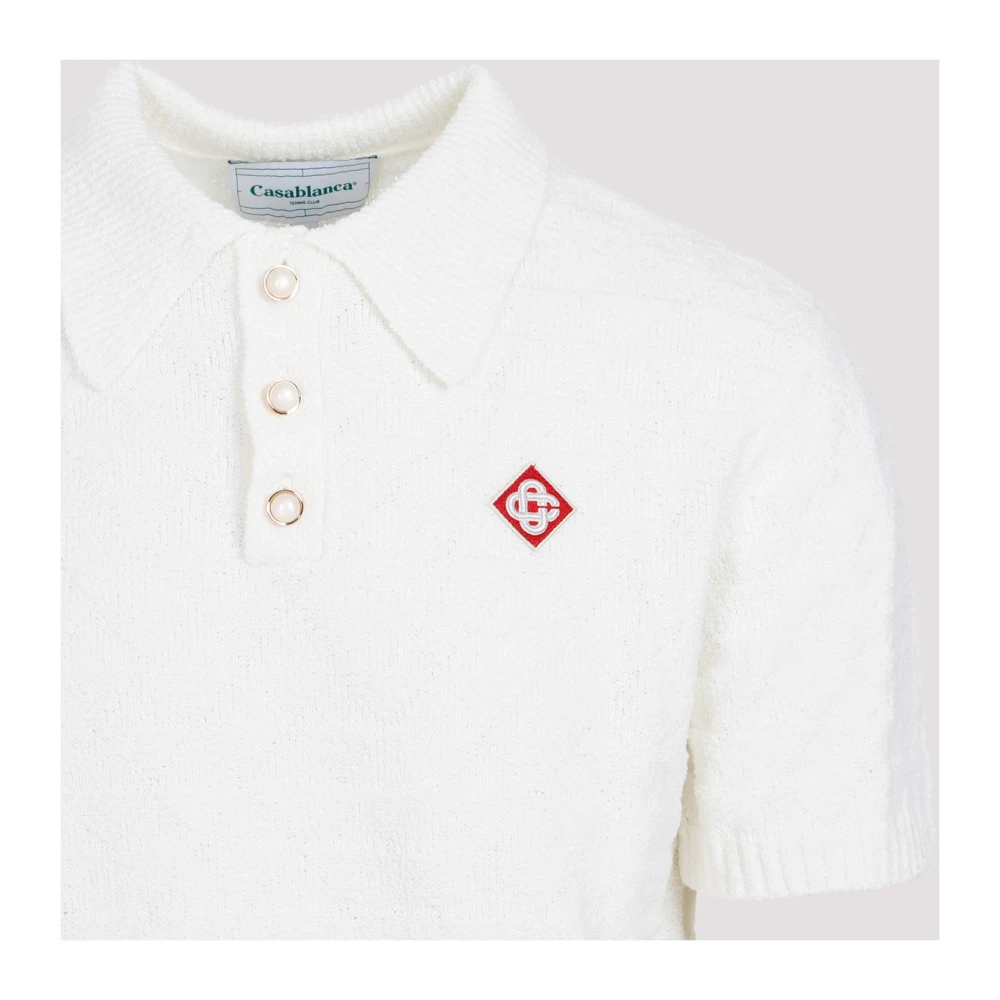 Casablanca Witte Triangle Boucl Polo Shirt White Heren