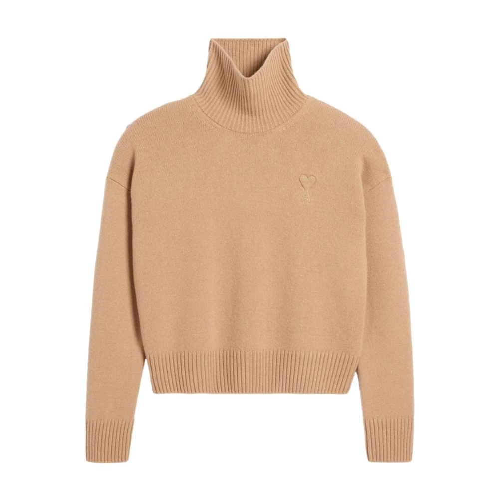 Ami Paris Vrouw Beige Wol Kasjmier Casual Sweater