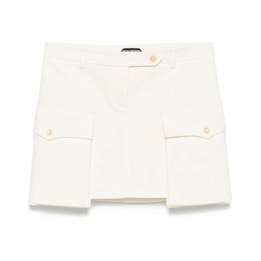 Tom Ford Witte Rok met Zakken en Knopen White Dames