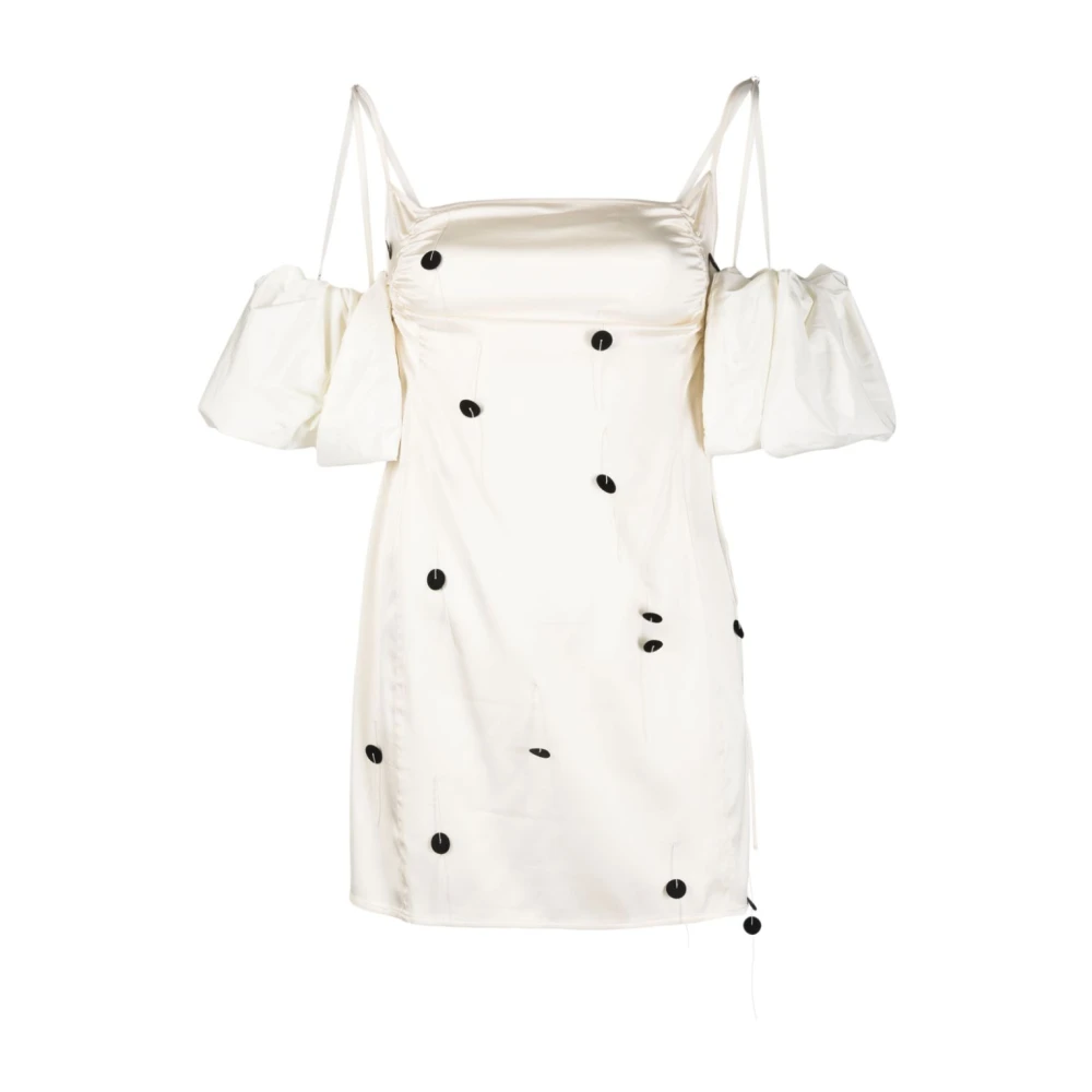 Jacquemus Geborduurde polkadot mini-jurk White Dames