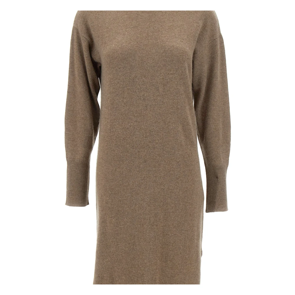Notshy Kasjmier Taupe Jurk met V-Hals Brown Dames