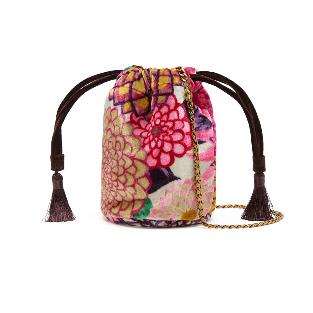 Maliparmi Velvet Mini Bucket Bag met Trekkoord Multicolor Dames