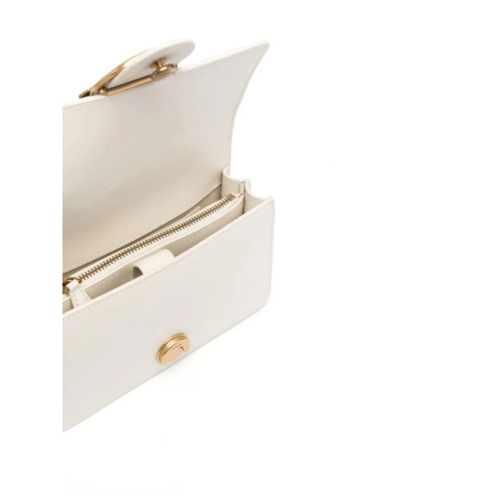 pinko Witte Leren Crossbody Tas met Logo White Dames