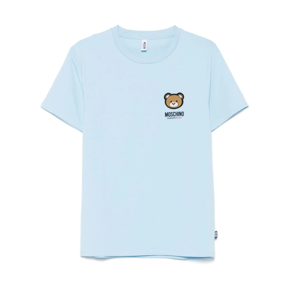 Moschino Blauwe Crew Neck T-shirts en Polos Blue Heren