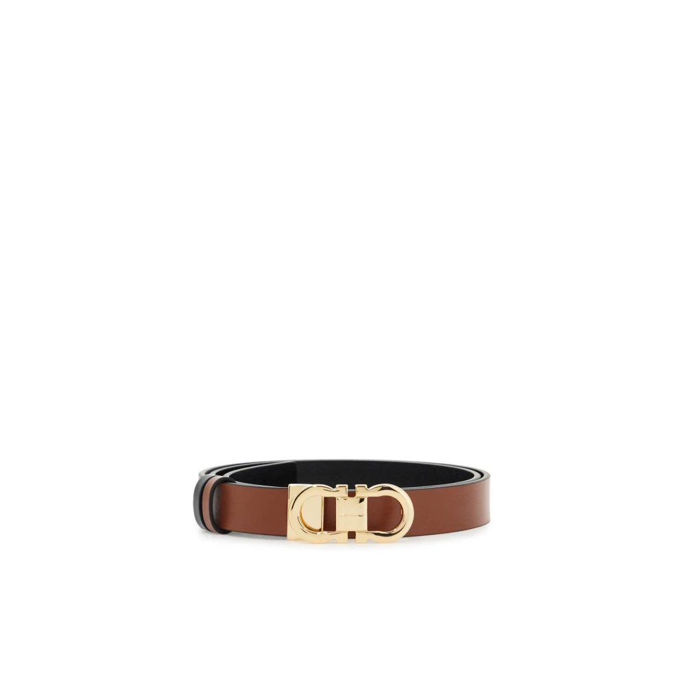 Salvatore Ferragamo Omkeerbare Gancini Riem Brown Dames