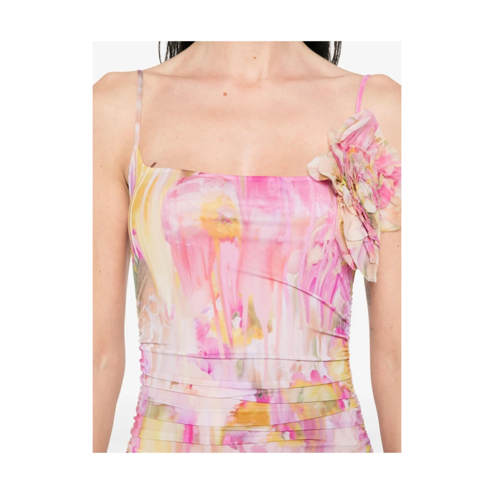 Blumarine Fuchsia Roze Spaghetti Strap Jurk met Broche Pink Dames