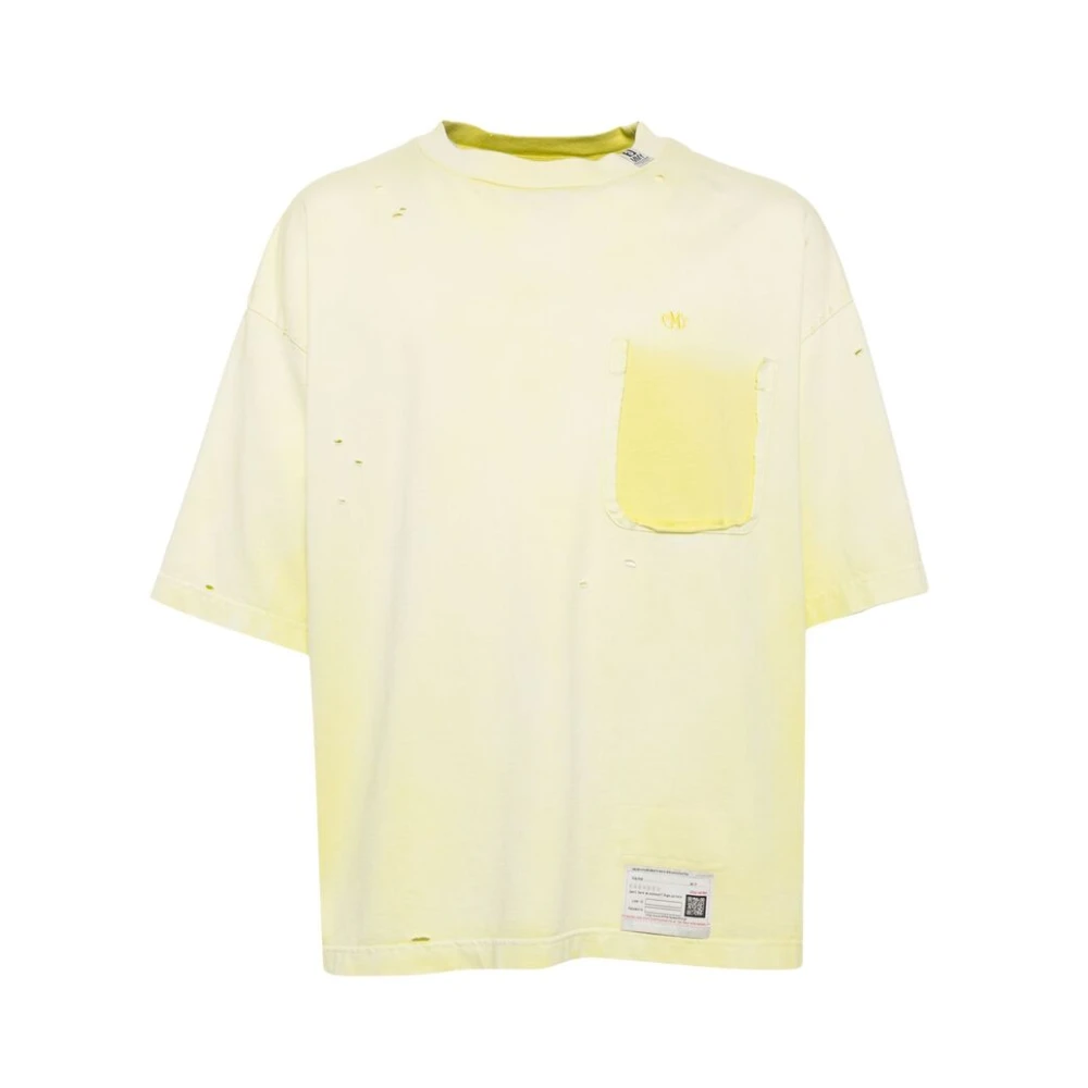 Mihara Yasuhiro Citroengele Geborduurde Logo T-shirt Yellow Heren