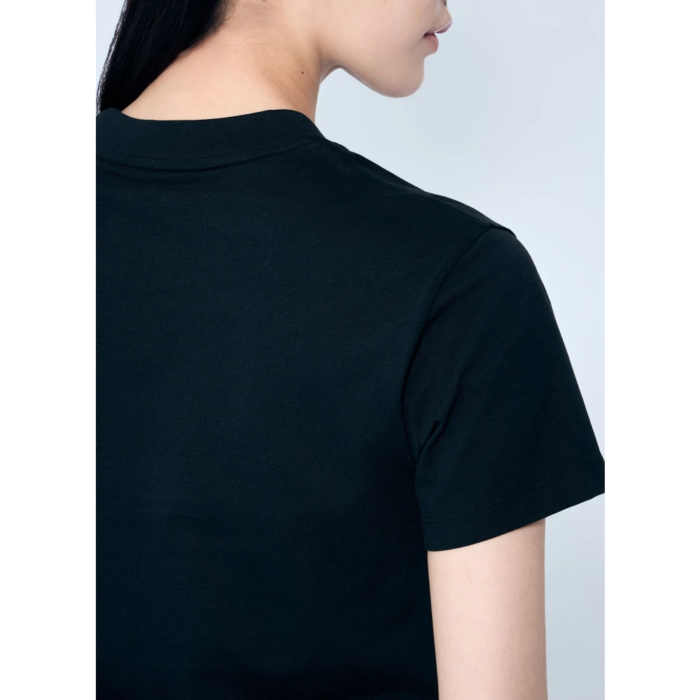 Moncler Logo Print Katoenen T-shirt Black Dames