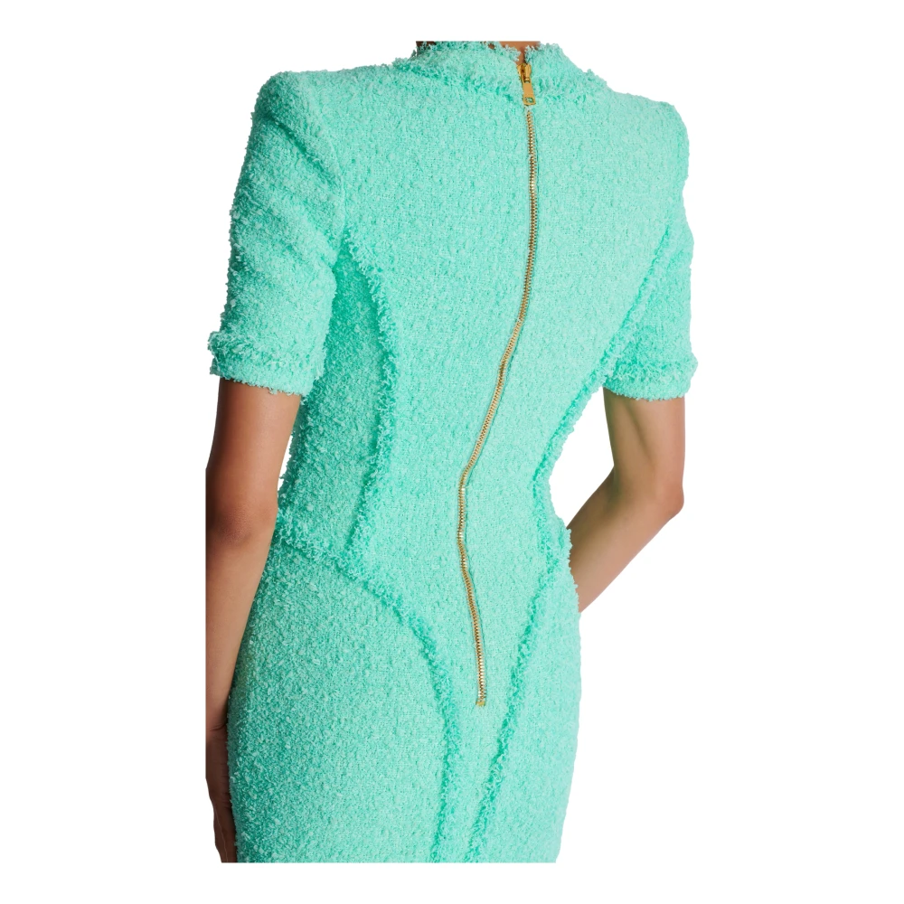 Balmain Tweed jurk met knopen Blue Dames