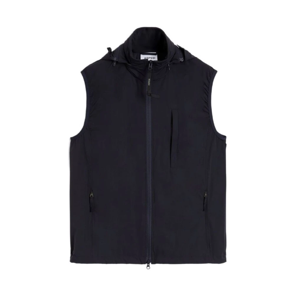Aspesi Men's Blue Waistcoats, L, Zip-Up Vest