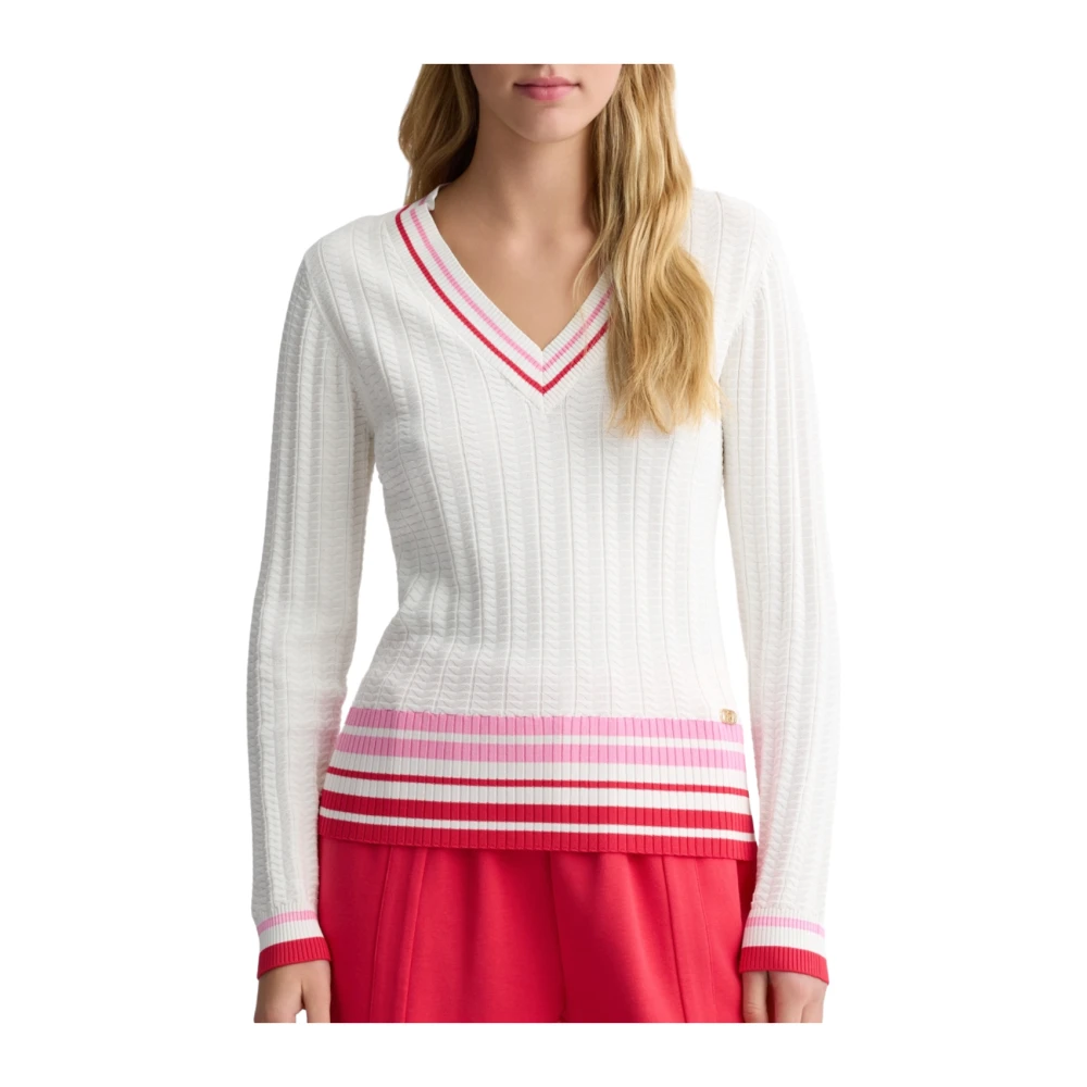 Liu Jo Stijlvolle Sweater in Milk Red Candy White Dames