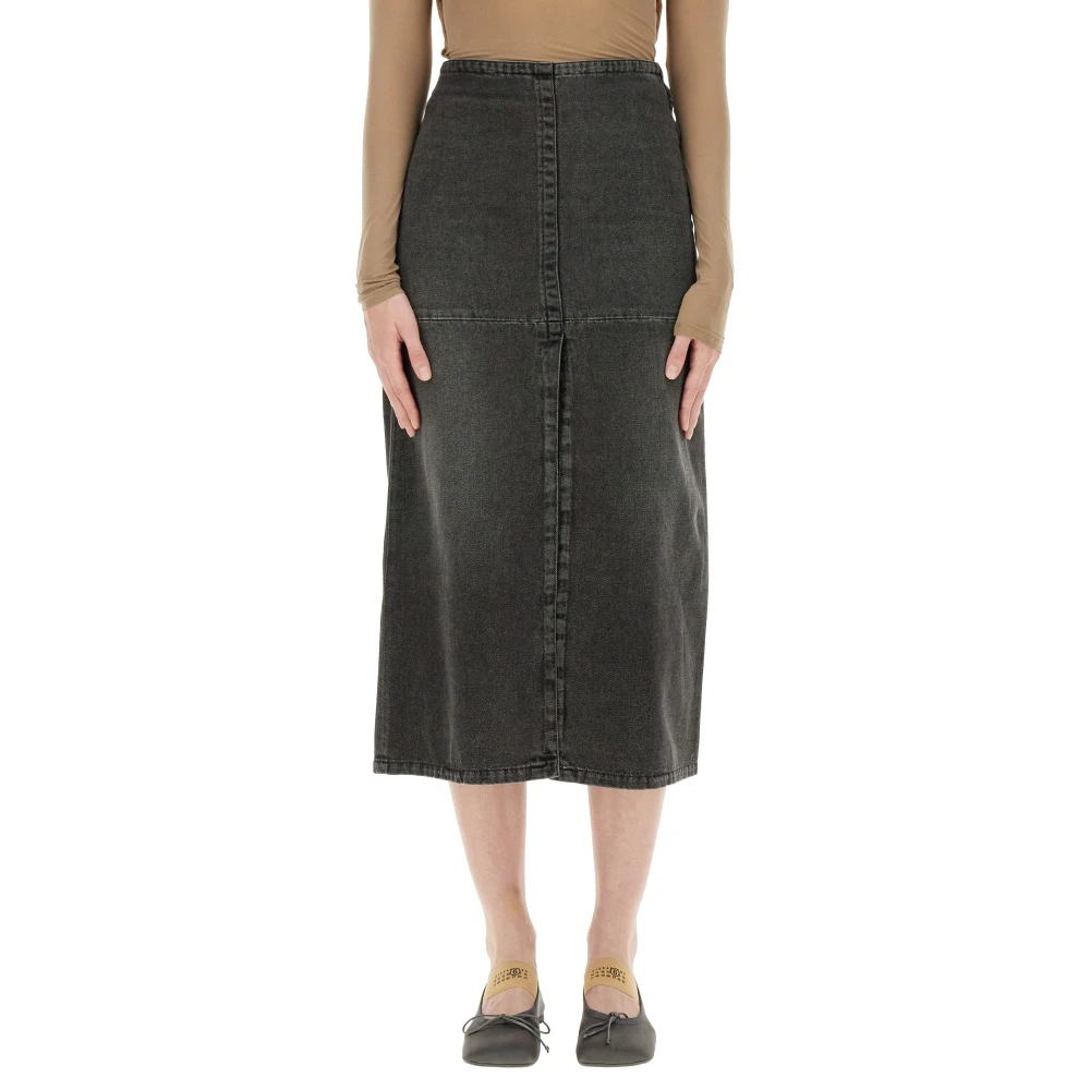 Mm6 Maison Margiela Gray Denim Midi Skirt - Female - Denim Skirts - S - Skirts