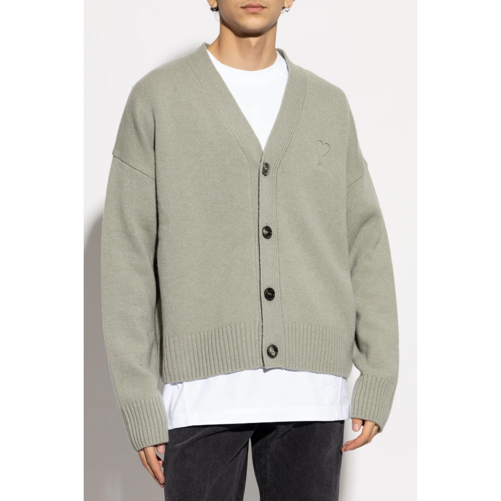 Ami Paris Wollen vest met logo Green Heren