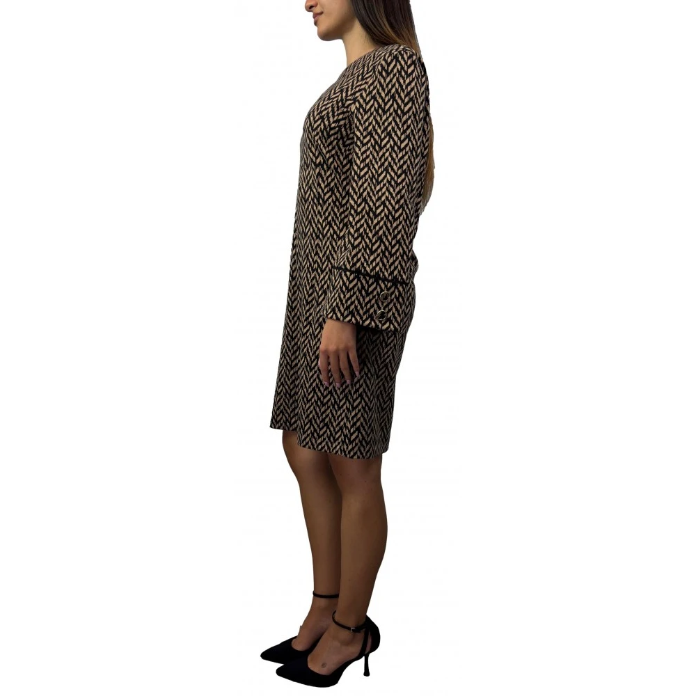 Simona Corsellini Geometrische Jacquard Beige Jurk Beige Dames