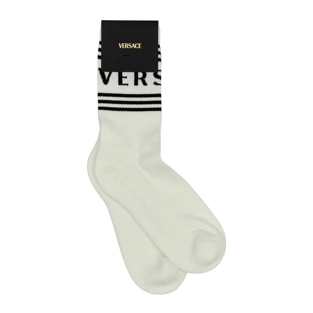 Versace Stretch Katoenmix Witte Sokken White Heren