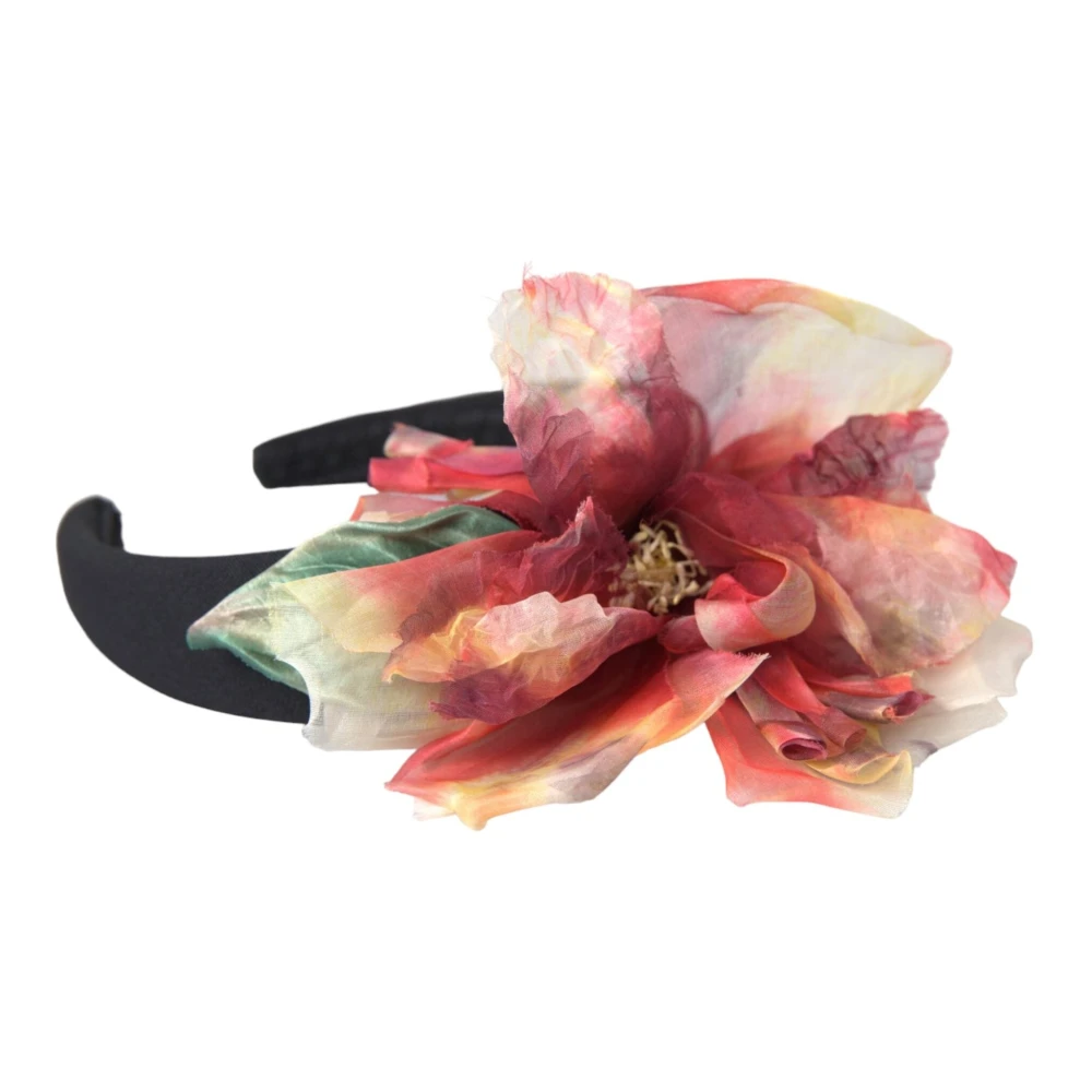 Dolce & Gabbana Bloemen Zwart Tiara Vrouwen Haarband Diadeem Black Dames