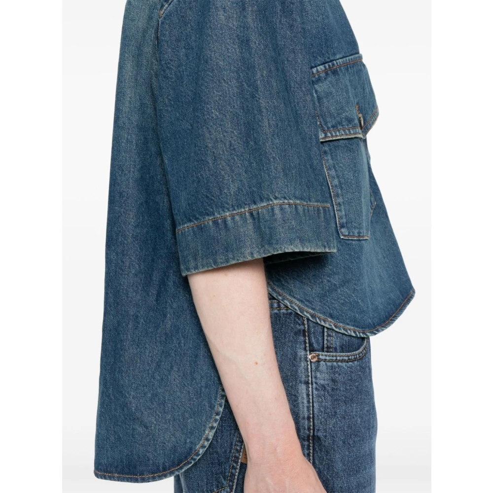 Khaite Blauwe Denim Overhemd Puntkraag Blue Dames