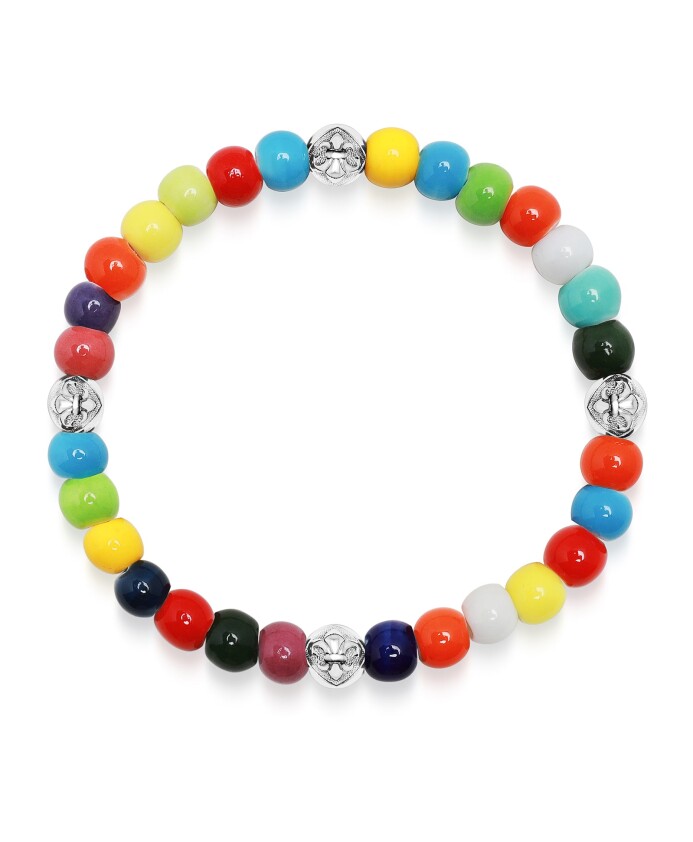armband-med-mangfargat-glas-och-silver