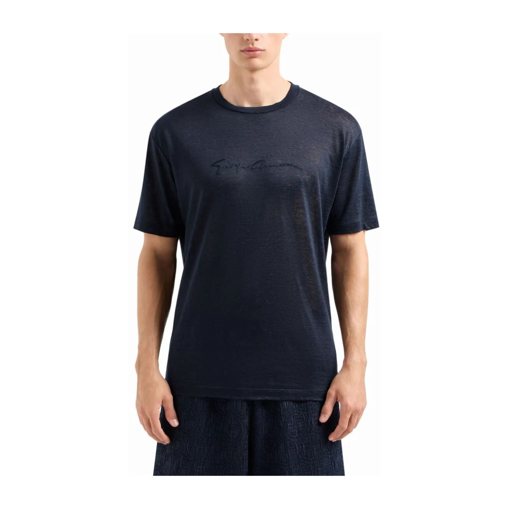 Giorgio Armani T-Shirts Blue Heren