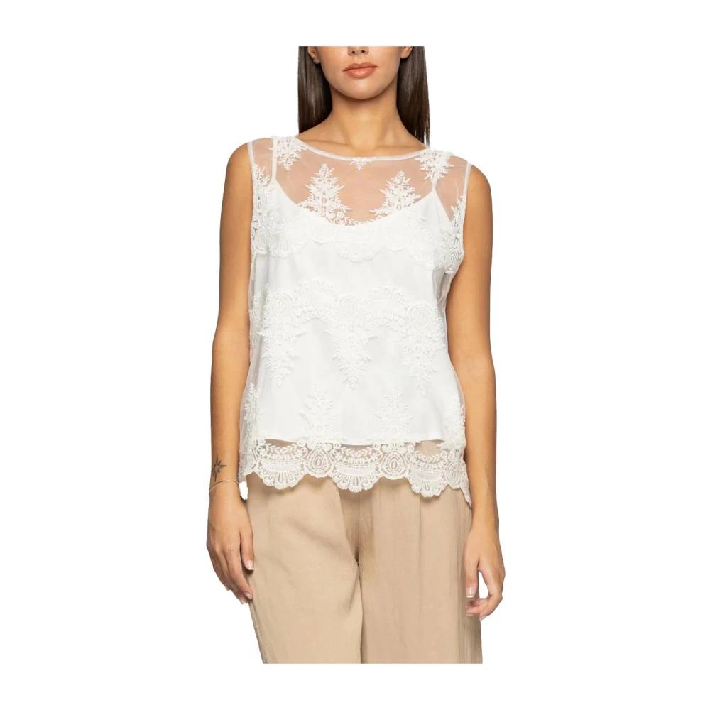 Kocca Elegante Kant Blouse White Dames