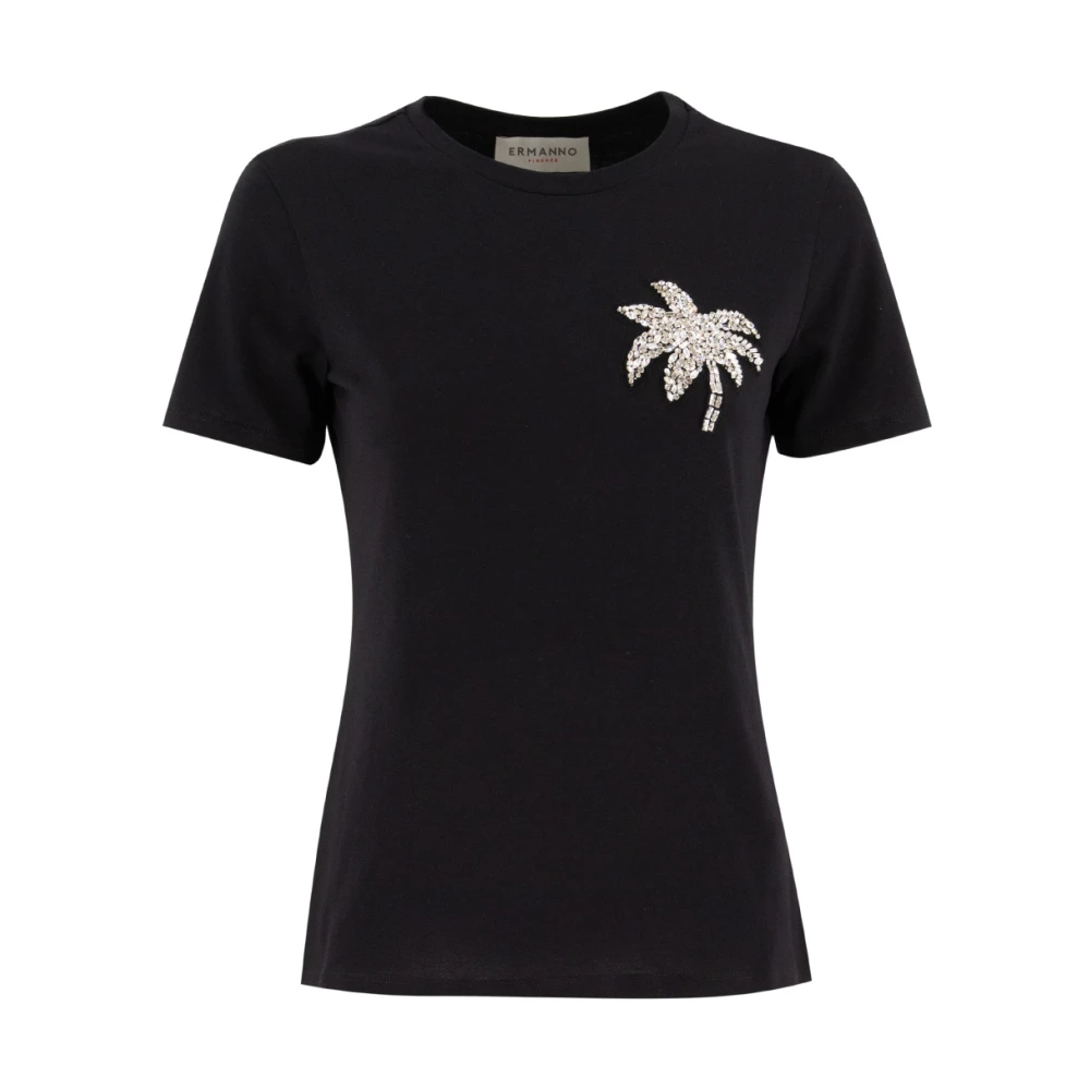 Ermanno Scervino Geborduurd katoenen T-shirt Black Dames