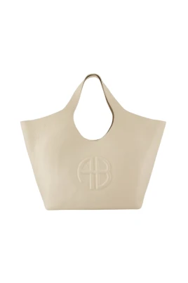 Beige Läder Shopper Väska