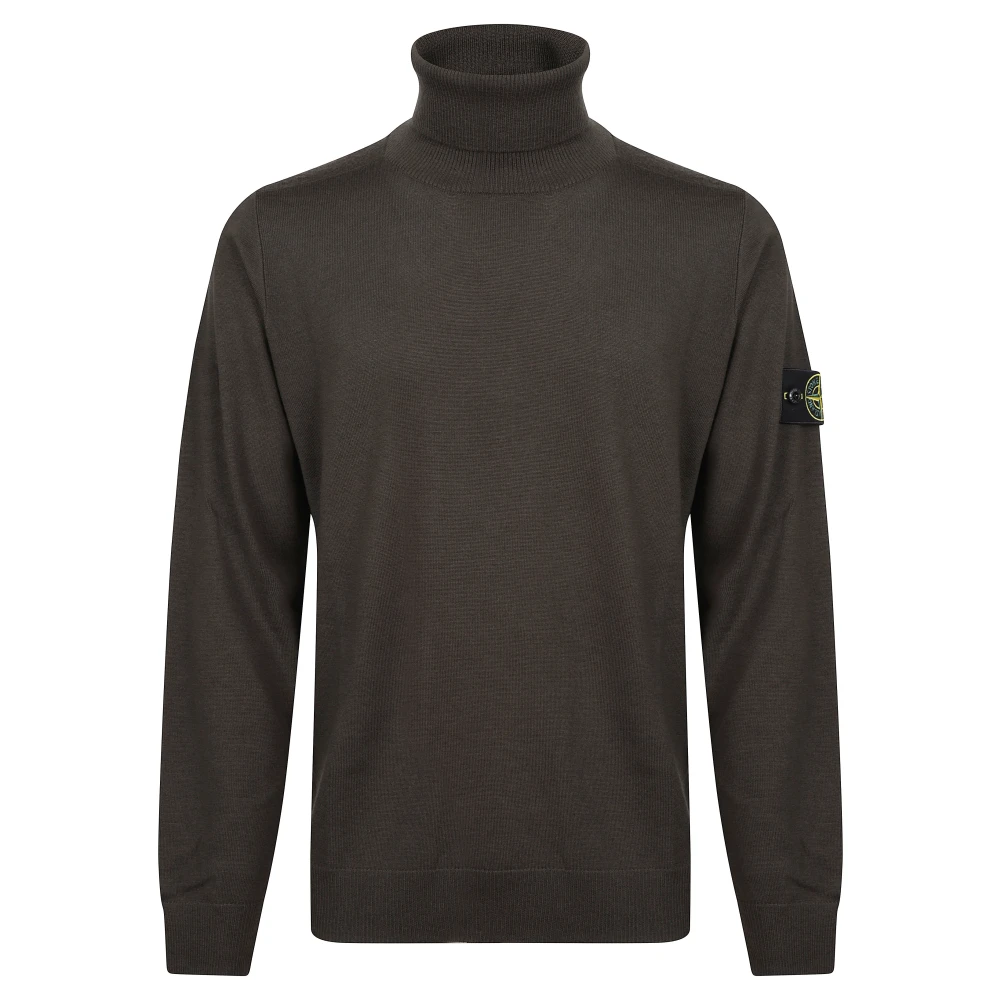Stone Island Turtleneck Jumper With Ribbed Trims - Male - Turtlenecks - Brown - 2XL - Knitwear