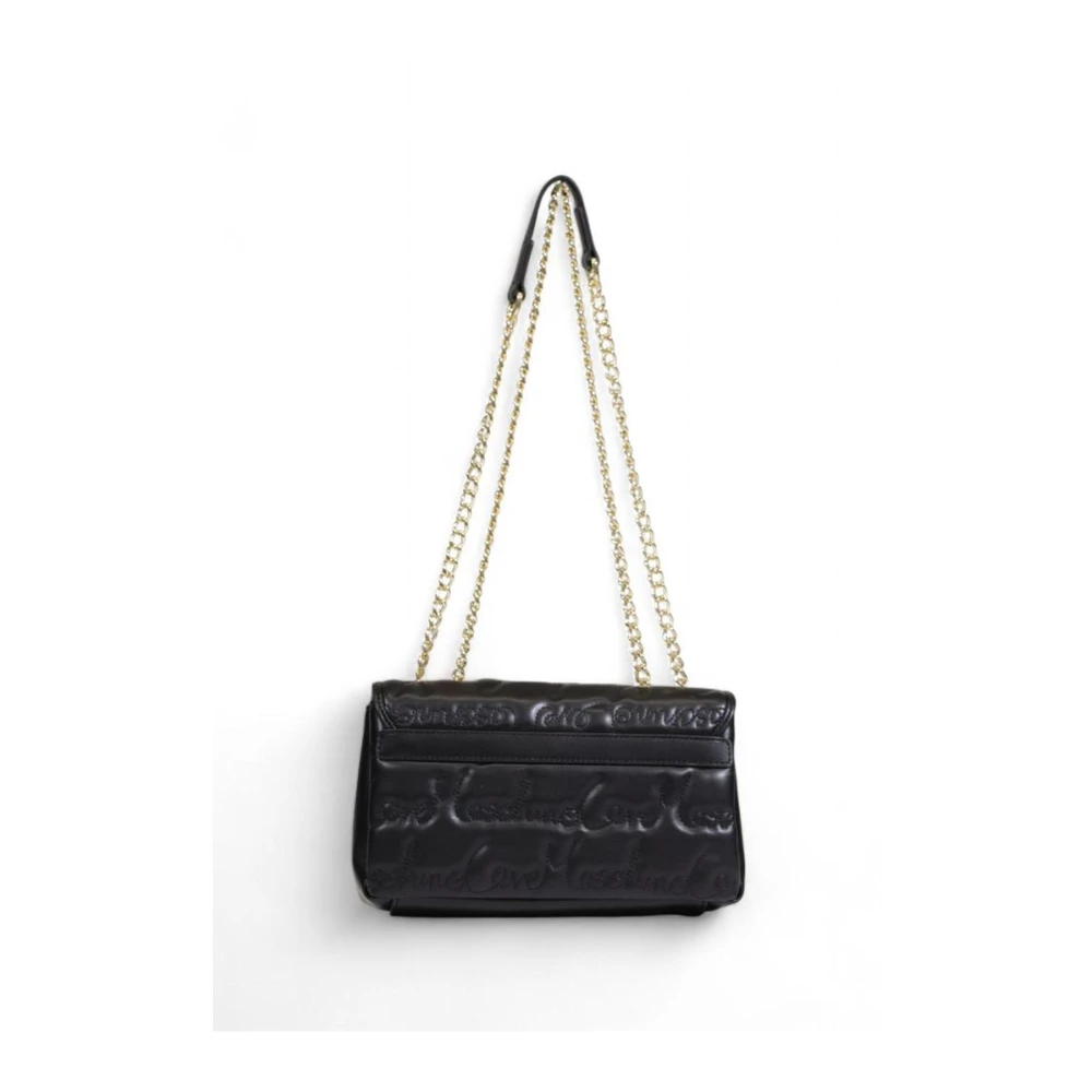 Love Moschino Zwarte polyurethaan handtas met strak ontwerp Black Dames