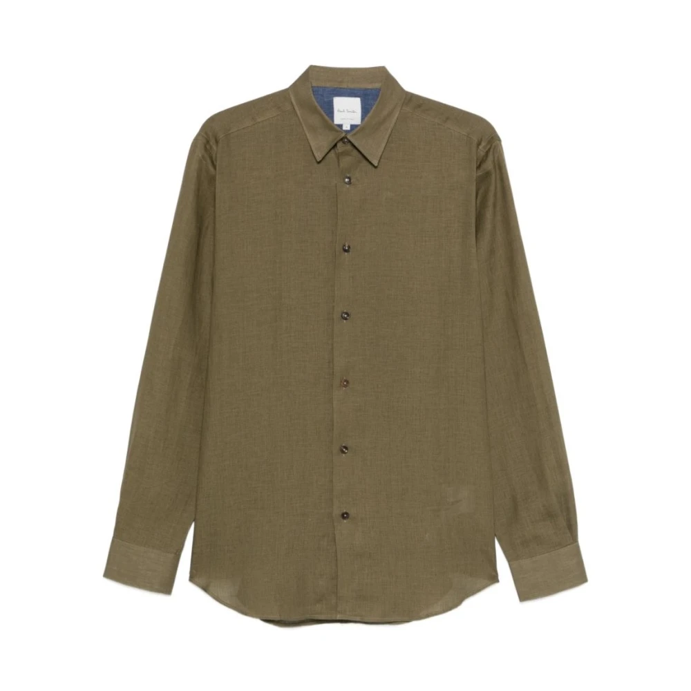 Paul Smith Men's Green Casual Shirts, Xl, Linen Shirt