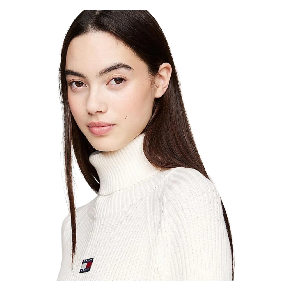 Tommy Hilfiger Crème Pullover Jurk Raglan Geribbeld Beige Dames