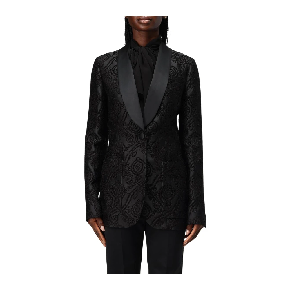 Etro Women's Black Blazers, L, Paisley Velvet Blazer