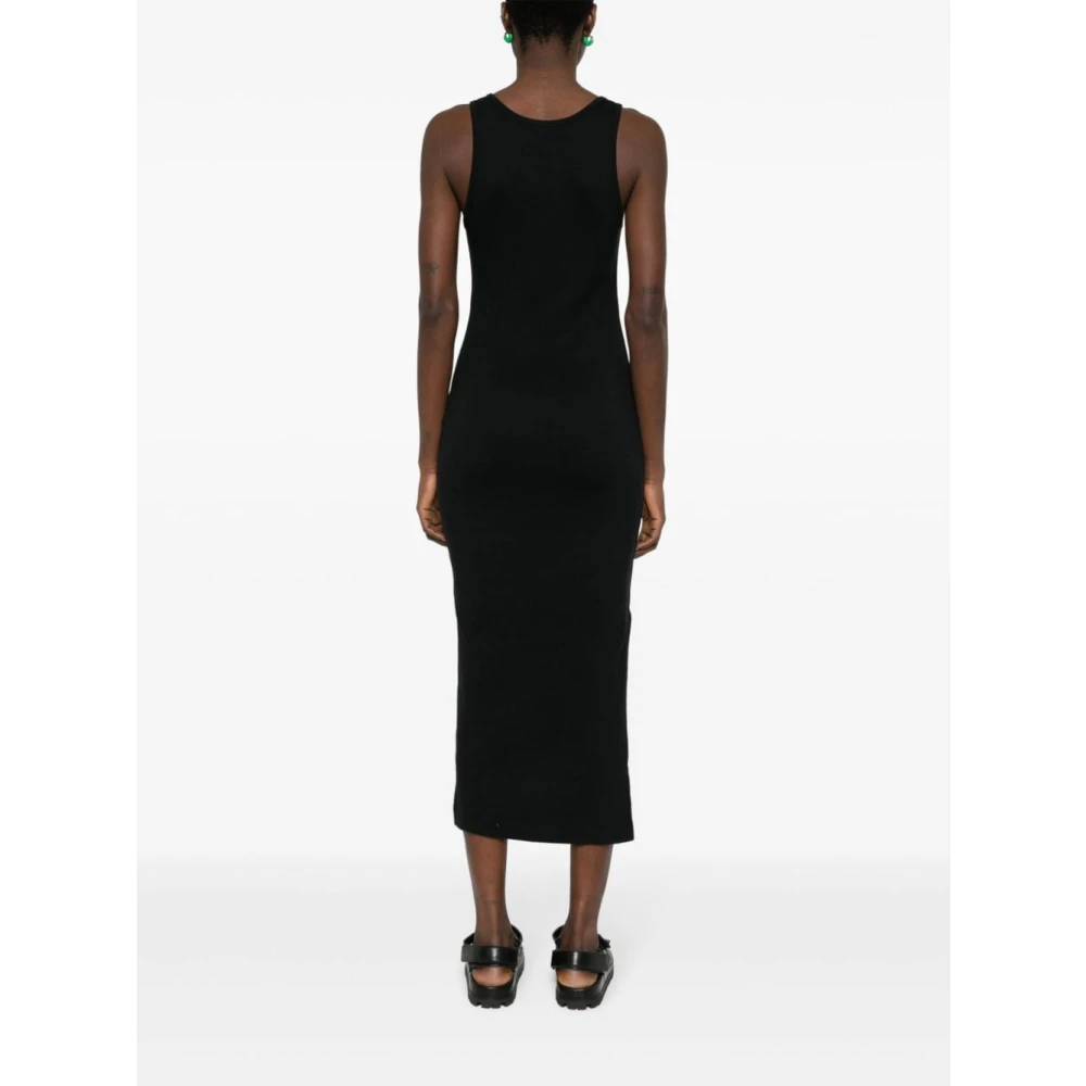 Maison Kitsuné Zwarte Baby Fox Geribbelde Tank Jurk Black Dames