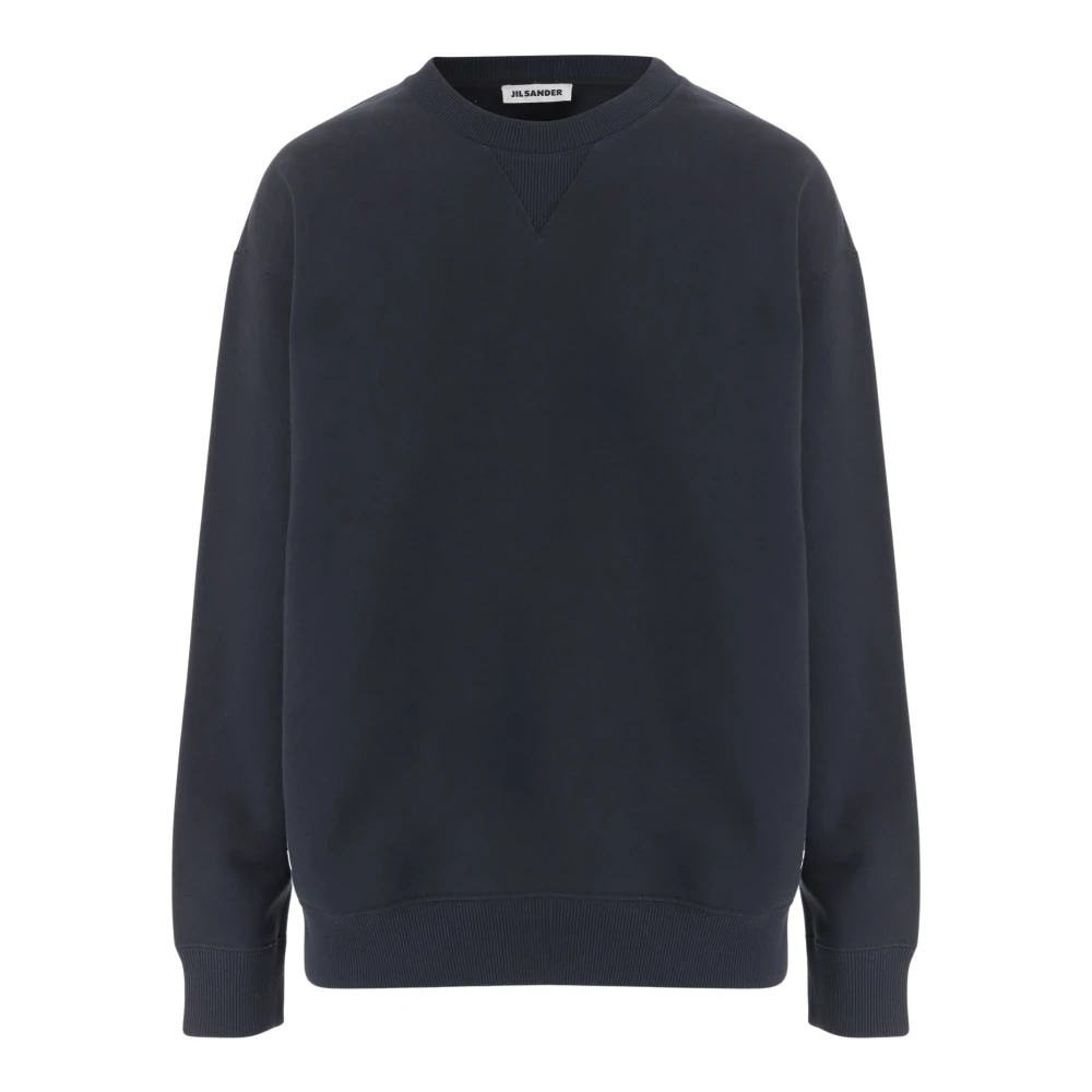 Jil Sander Kvinno Blå Sweatshirts & Hoodies Dam, Xs, Bomull, Bomullssweatshirt Med Logotyp