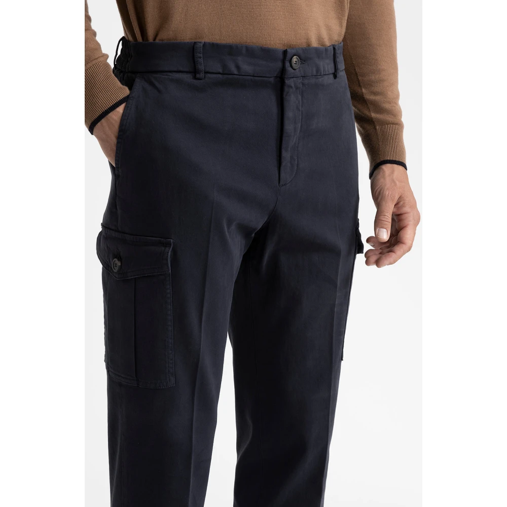 PESERICO Katoenen chino's met zakken Blue Heren