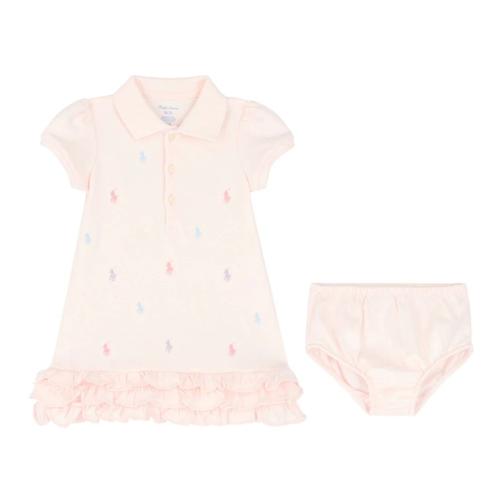 Ralph Lauren , Kids Sets, Female, Pink, 2 Y, Ruffled Polo Dress And Bloomers Set