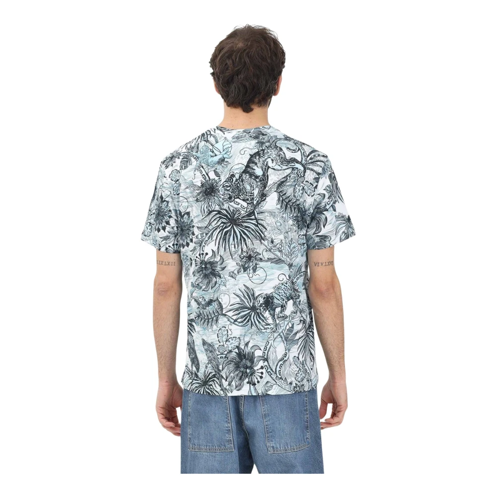 Just Cavalli Tropisch Grafisch T-shirt voor Mannen Multicolor Heren