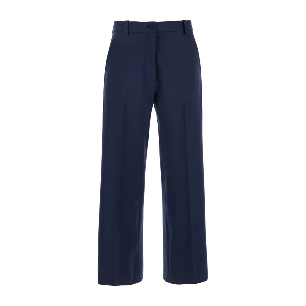 Semicouture Blauwe Getailleerde Rechte Broek Vrouw Blue Dames