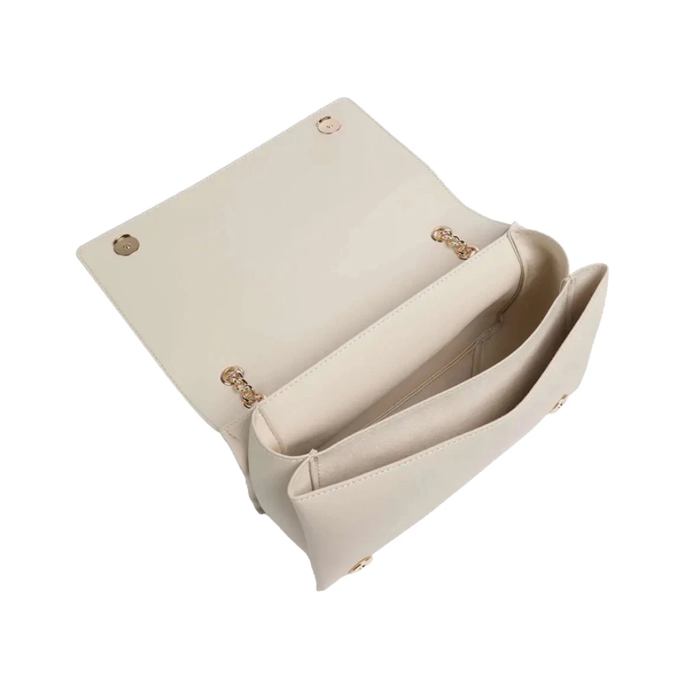 Moschino Ivoor Schoudertas met Gouden Details Beige Dames