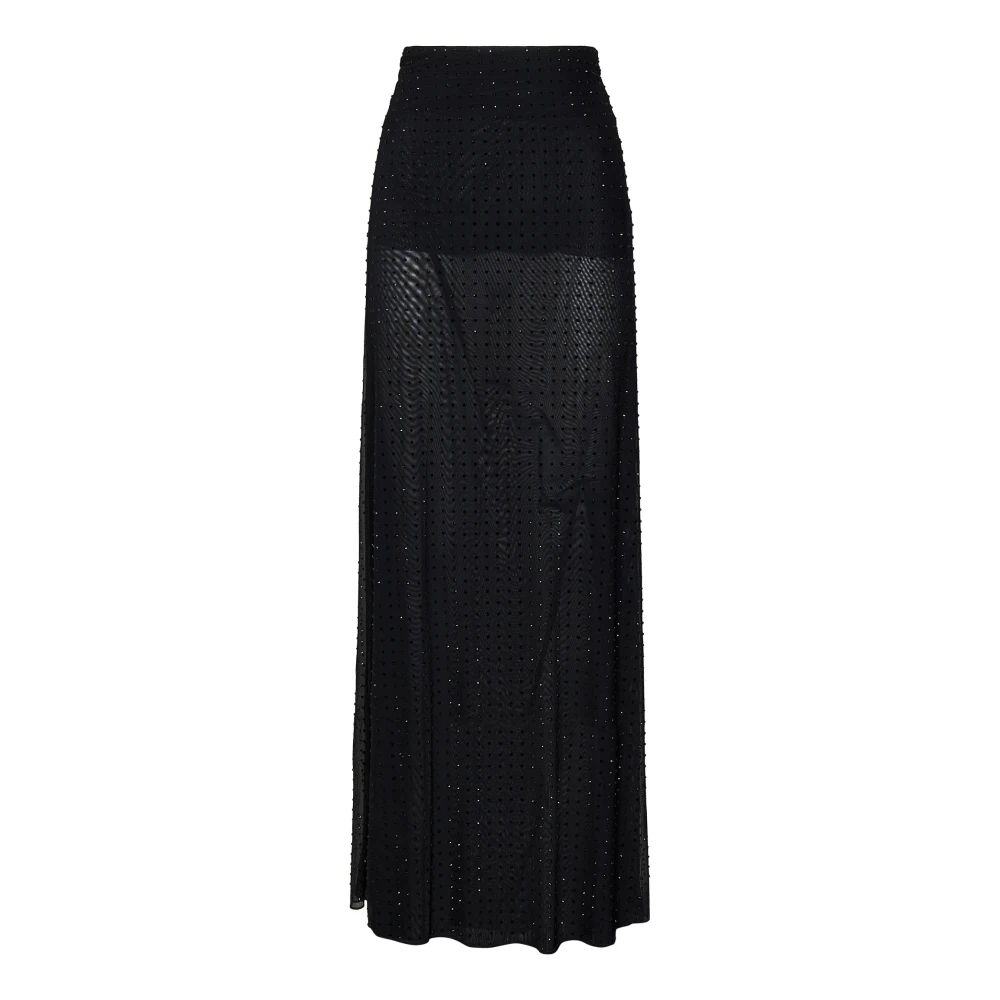 Pinko Le Havre Zwarte Mesh Maxi Rok Black Dames