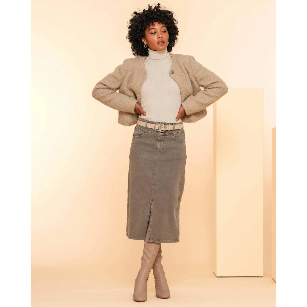 Geisha Tweed Jas met Vest Haak Beige Dames