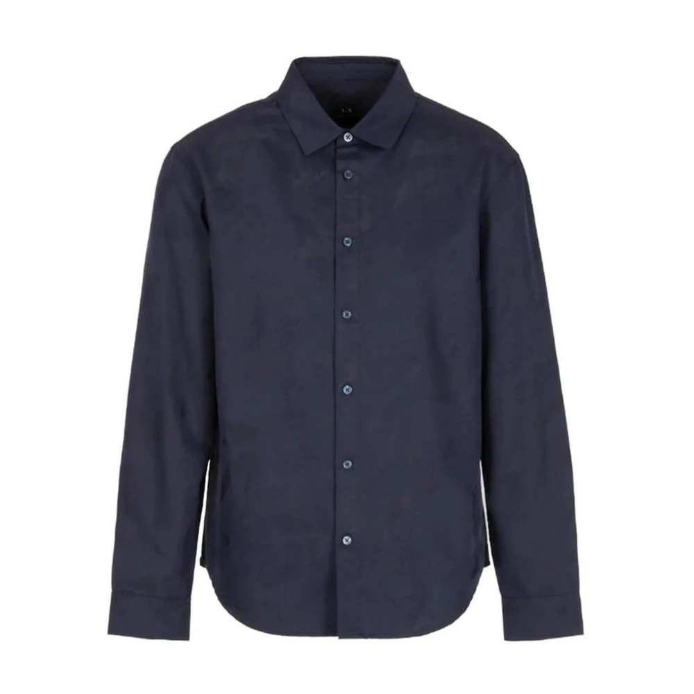 Armani Exchange Blauw Overhemd van Katoenmix met Lange Mouwen Blue Heren