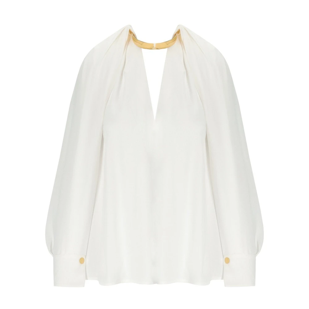 Elisabetta Franchi White Jewel Blouse - Female - Blouses - M - Blouses & Shirts