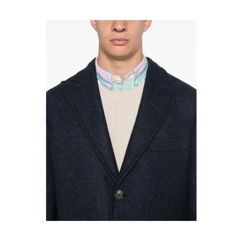 Gabo Napoli Navy Blue Wool Blend Coat Blue Heren